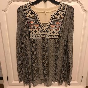 Long sleeve lace blouse Size L 10/12 Embroidered